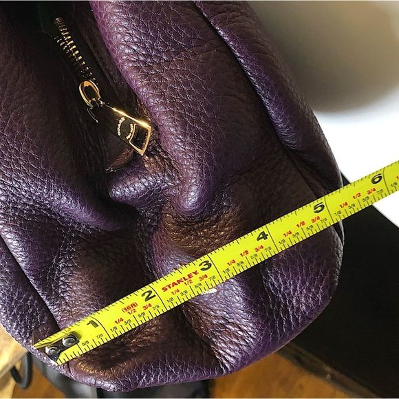 COACH Madison Phoebe Tumbled Purple Leather Purple Lining 3 Section Shoulder Bag - Picture 10 of 16